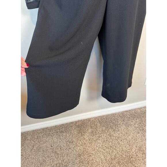 Adelyn Rae Sz L Black Jumpsuit Open Back Sheer Sleeves Wide Leg Classic Elegant - Picture 5 of 15